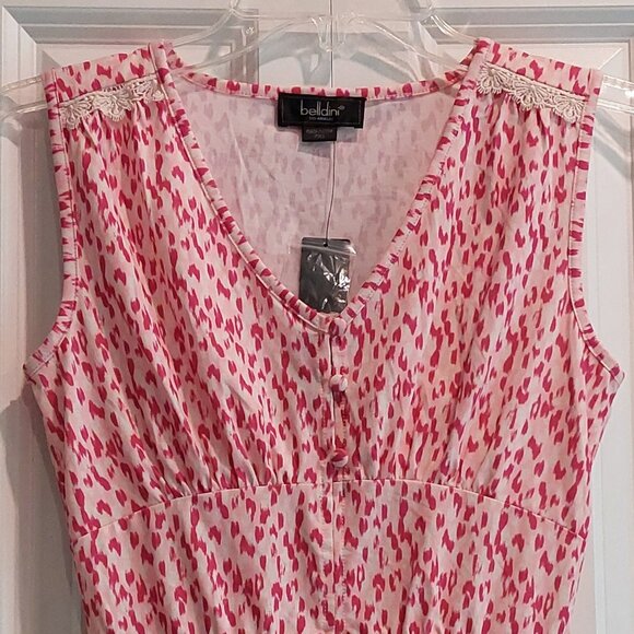 Belldini Pink Print Sleeveless Peplum Blouse Women's Size PXS - Picture 2 of 11